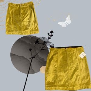 Free People Green Velvet Mini Skirt